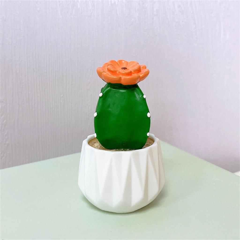 Mini Artificial Cactus and Bonsais Figure Resins Succulent Faux Potted Plant Figurine for Home and Office Desktop Decors