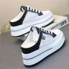 Fashion 8CM Women Summer Shoes Slippers White Genuine Leather Air Mesh Breathable Platform Wedge Heel Mules Shoes Chunky Footwear