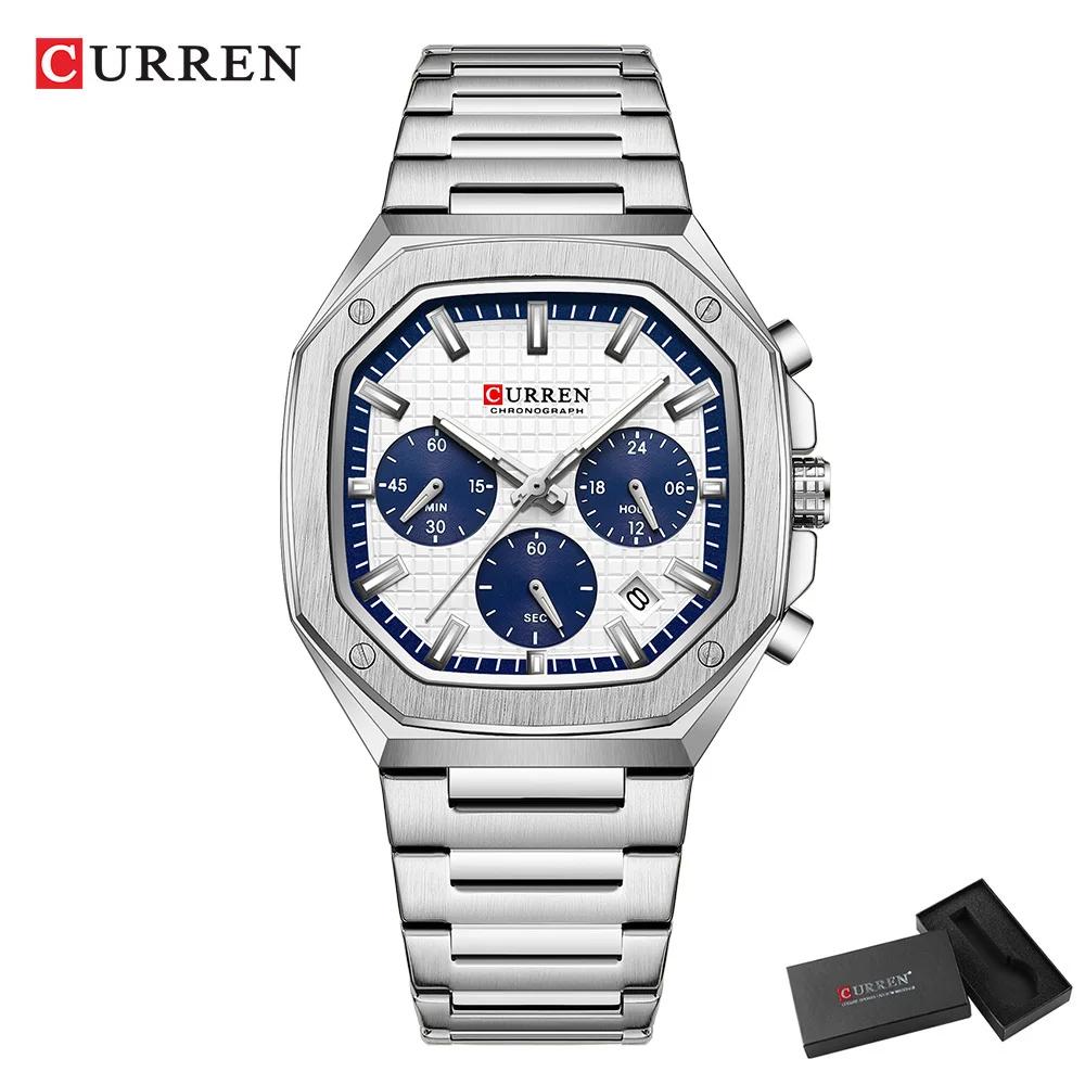CURREN Men Watch Top Brand Luxury Sports Quartz Mens Watches Full Steel Waterproof Chronograph Wristwatch Men Relogio Masculino