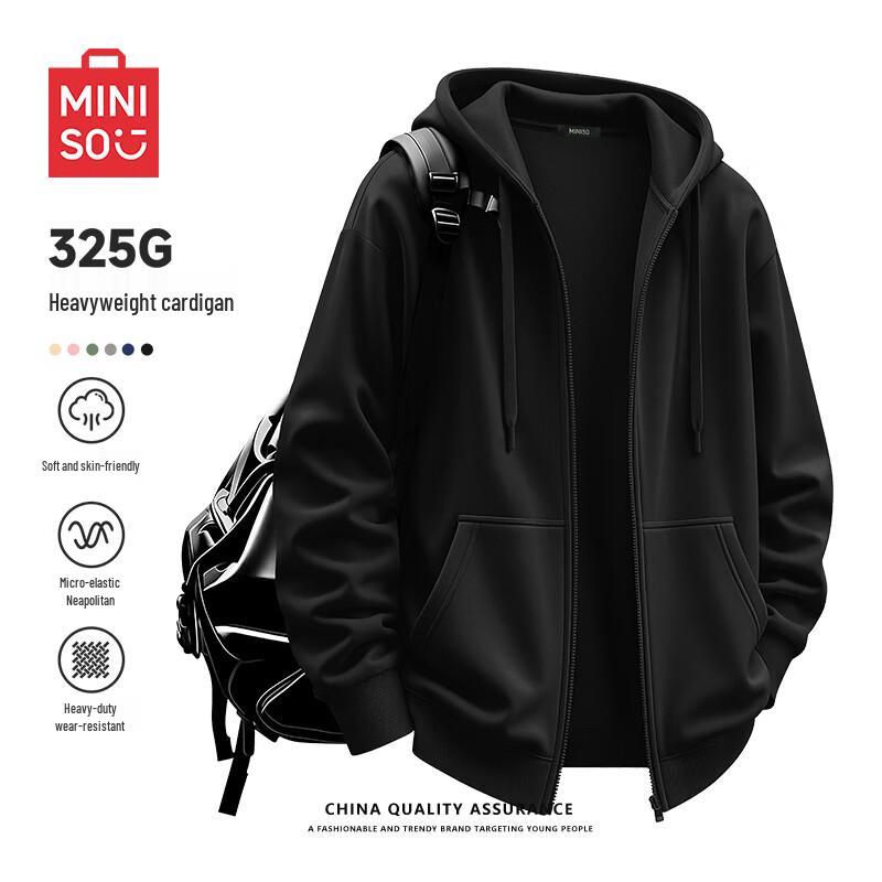 MINISO Heavyweight Hooded Zip-Up Cardigan Sweatshirt