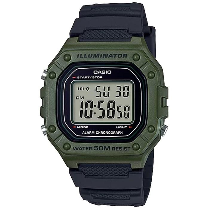 Casio STANDARD DIGITAL W-218H-3A Watch, Men's/Women's, Khaki/Black