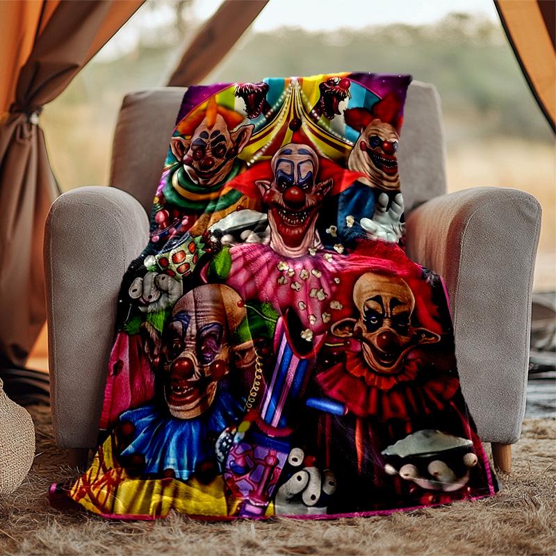 Hororový klaun Cirkus Flanelová deka Měkká teplá Celoroční přehoz, Design pro kempování, Cestování autem, Turistiku Pohovka, Postel, Kancelář Perfektní dárek na večírky