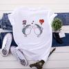 Cute Hedgehog Red Heart Balloon Print T Shirt Women Cartoon Animal Love Graphic Short Sleeve Valentine Casual Aesthetic Tee