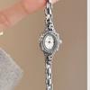 Vintage Women Watches Carved Oval Small Dial Quartz Wristwatch Luxury Hollow Chain Bracelet Watch for Ladies Elegant Gift
