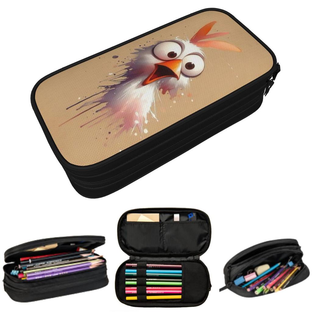 Adorable Chicken Motif Pencil Case for Kids Gifts Pen Box Pencil Bag Stationery Supplies Pen Holder Bag