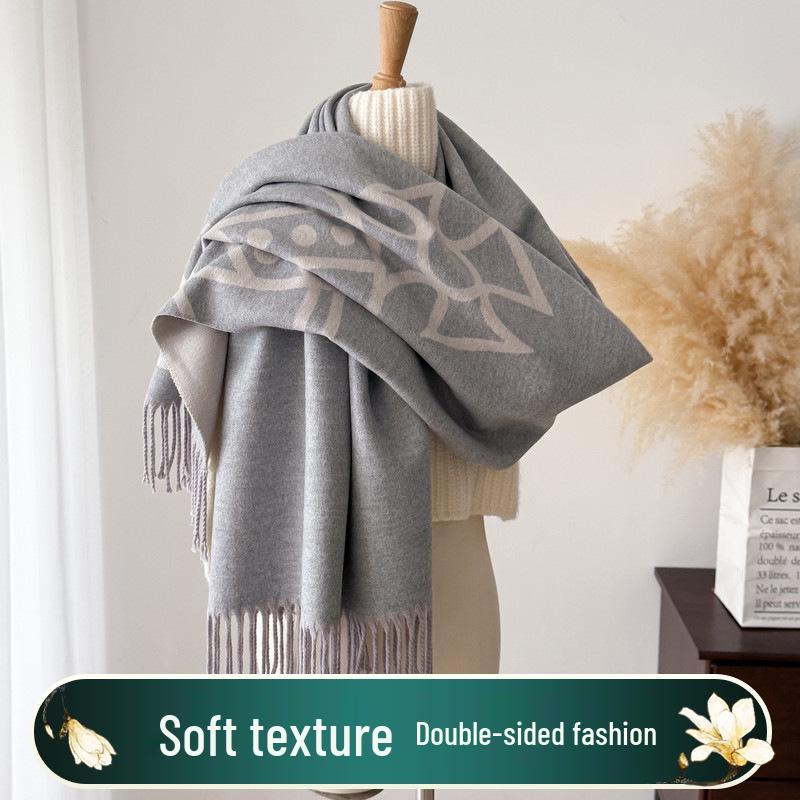 Elegant Double-Sided Scarf: Thick, Warm Neck Warmer for 2025 Autumn/Winter – Stylish and Trendy Shawl