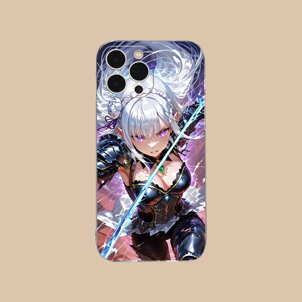 ReZero Emilia Waifu Mobile Phone Case for iPhone 17 16 15 14 13 12 11 X XR XS Air Pro Max Plus Mini Clear Colorful Cover Luxury