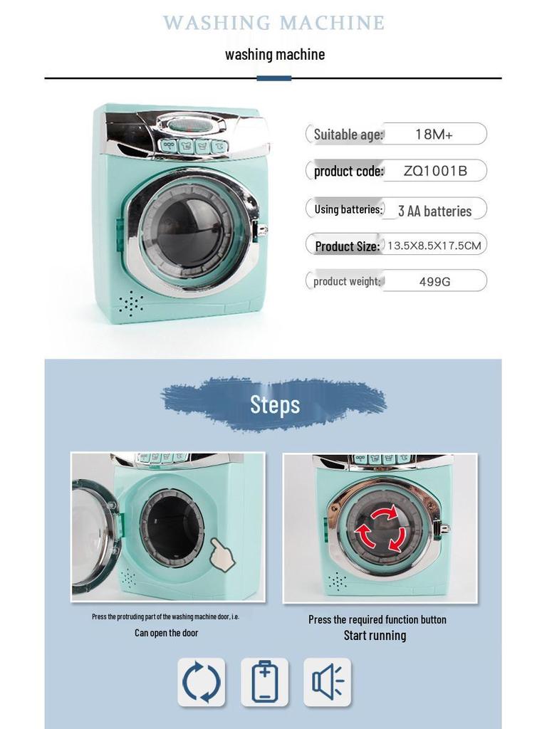 Interactive Home Appliance Simulation Set: Light & Sound Kitchenware, Tableware, Washing Machine, Steamer & Puzzle