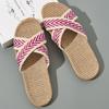 Women's Linen Slippers Lightweight House Shoes, Simple Slip On Open Toe Indoor Slippers for Comfortable Home Wear