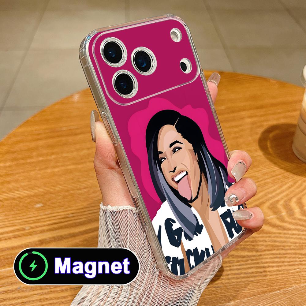Cardi B Clear TPU Magsafe Mobile Phone Case for iPhone 17 16 15 14 13 12 11 Air Pro Max Plus Mini Colorful Cover