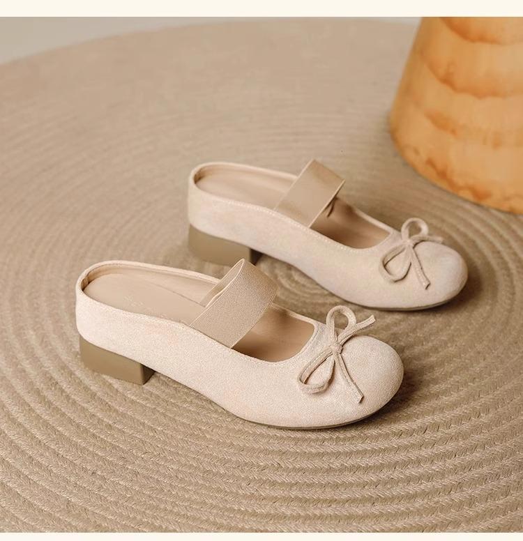 

National style fairy style bag head half slippers inner height increase female outer wear 2025 new French summer with skirt cool slippers 35