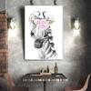 Leinwandmalerei Cartoon Tiere Baby Kinderzimmer Rosa Blume Löwe Tiger Giraffe Poster Druck Wandkunst für Mädchen Schlafzimmer Heimdekor