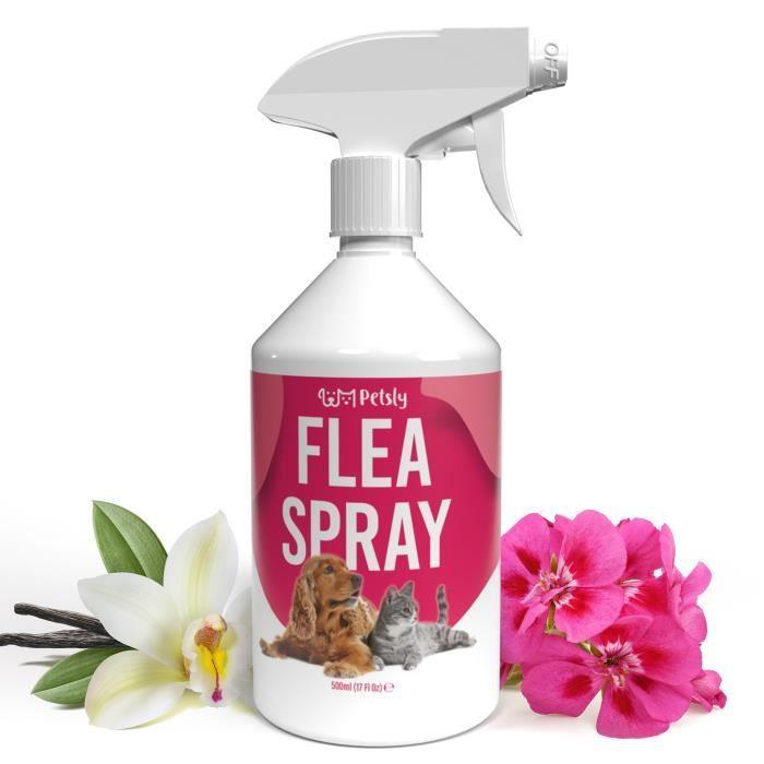 PETSLY Spray Naturale Anti Pulci - Alternativa Al Collare Anti Pulci per Cane & Chat, 500 ML