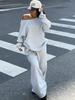 Women's Loose Hoodie Set with Matching Cap, Black Platform Sneakers, Casual Streetwear Outfit