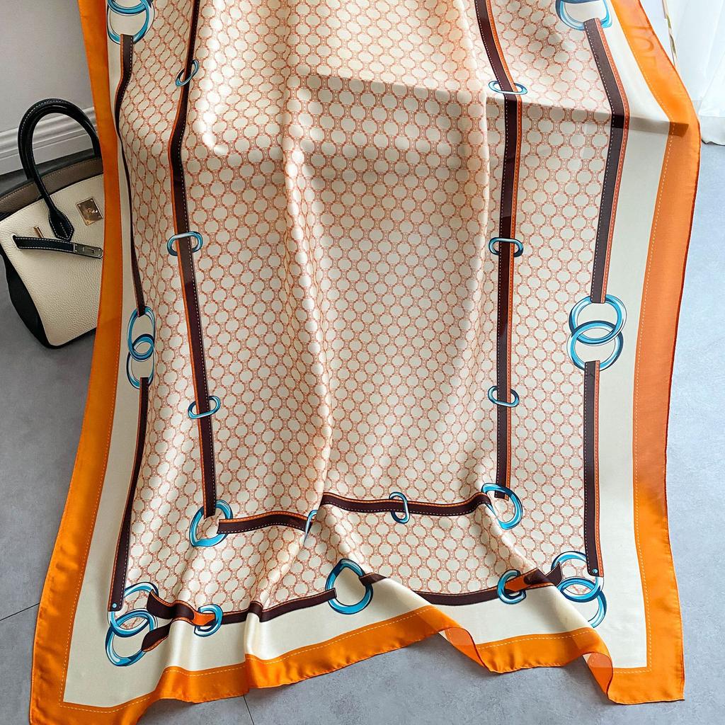 Wysokiej jakości luksusowe jedwabne szale z pałąkiem na głowę szaliki szalik dla kobiet łańcuszek jedwabny szal damski dekoracyjny szal