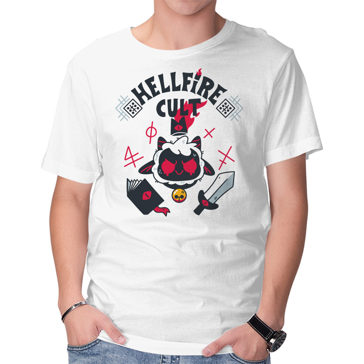 Unisex Crew Neck T-Shirt Hellfire Cult Graphic Short Sleeve Casual Tee XXXL