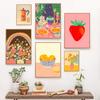 Retro Trendy Floral Rainbow Poster Wall Art Print Abstract Canvas Painting Spaghetti Dinner Date Room Cuadros Decorativos