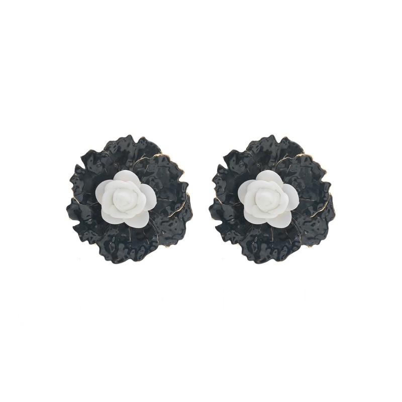 Oversized 3D Floral Earrings Women Zinc Alloy Studs In Pastel Bold Colors Lightweight Chic Statement Jewelry