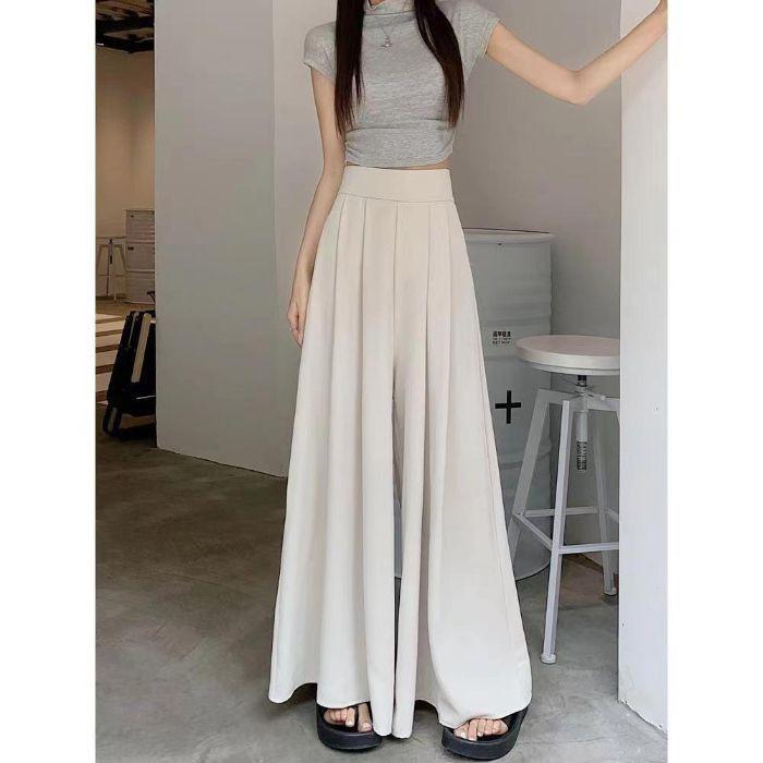 High Waist Pleated Wide-Leg Pants Skirt – Summer Casual Slimming Fit