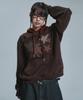 Multi Star Applique Color Block Hoodie - Chocolate Brown