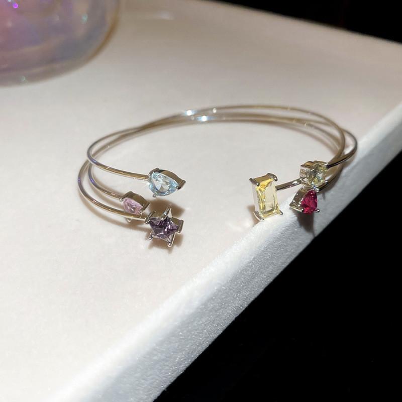 Geometric Zircon Star Shape Bracelet Set With Cubic Zirconia For Fashion Women