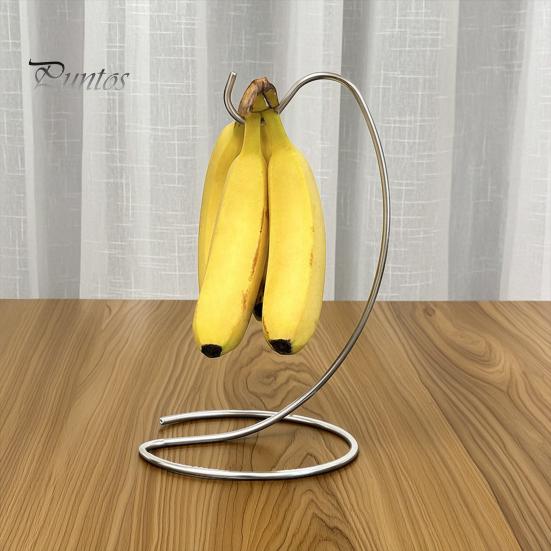 Multi-purpose Kitchen Rack Banana Hanger, Stainless Steel with Hook Fruit Stand, Keep And Jewelry Hanger Bananas Free Longer, Space-Saving for