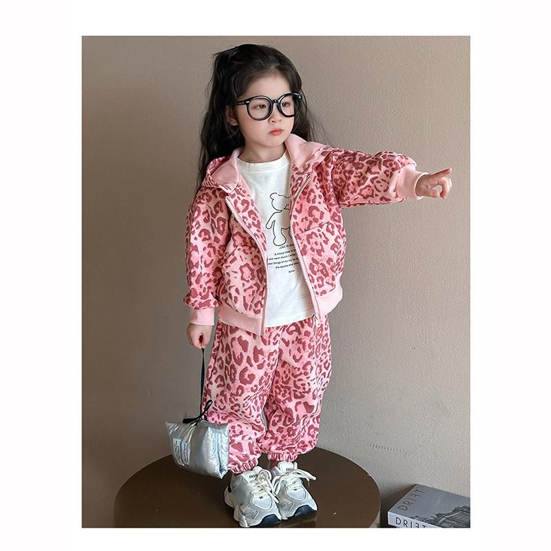 Completi Bambina Autunno Giacca Bambina Stampa Leopardo Bambini