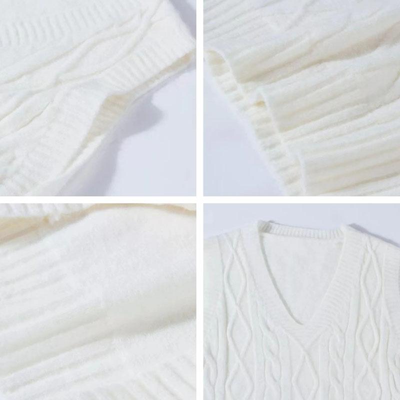 Sweater Vests Warm Sleeveless V-neck Knitted Sweaters Waistcoat Women's Autumn Winter Casual Loose Solid Jumpers Outwear