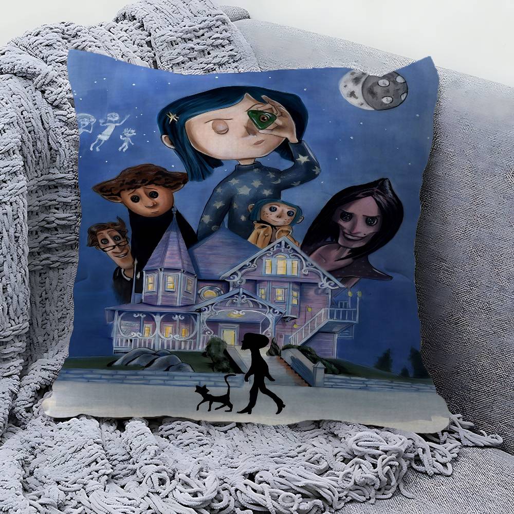 Anime Movie Coraline Classic Anime Pillow Cushion Cover Pillowcase Living Room Sofa Home Decor Customized