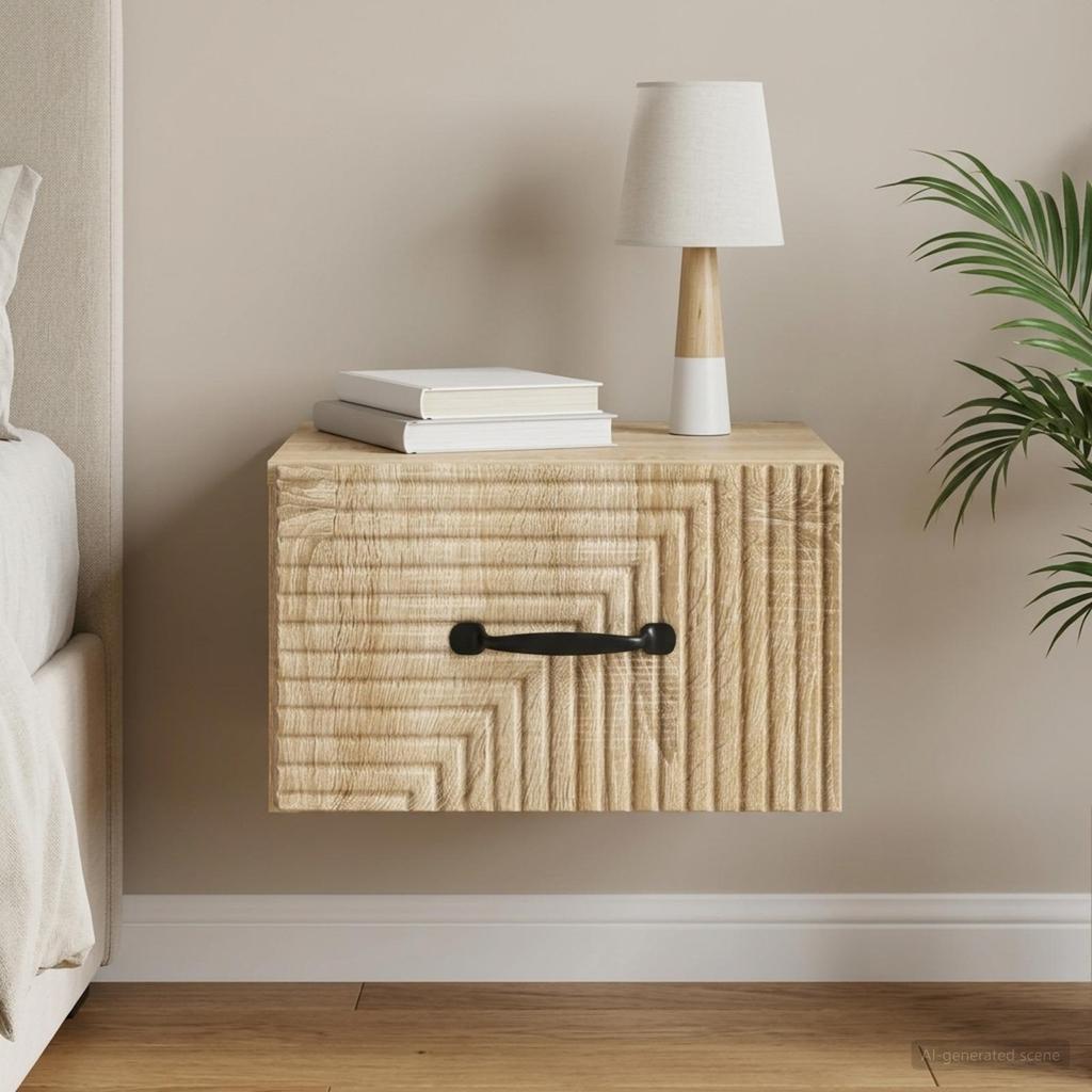 Wall Mounted Nightstand Sonoma Oak 34.5 x 33 x 20 cm