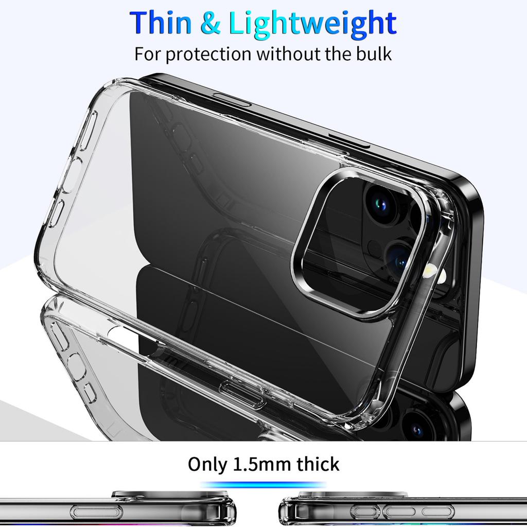 Premium Clear Anti-Yellowing Case for iPhone 17 Air 16 Plus 15 pro max, Shockproof Anti-Drop Air Buffer Corners Non-Slip Comfort Grip Phone Cover
