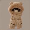 Hat Female Winter Warm Bear Three-Piece Set Plush Thickened Scarf Gloves Body Hat Cold Hat Cute Bear Ears