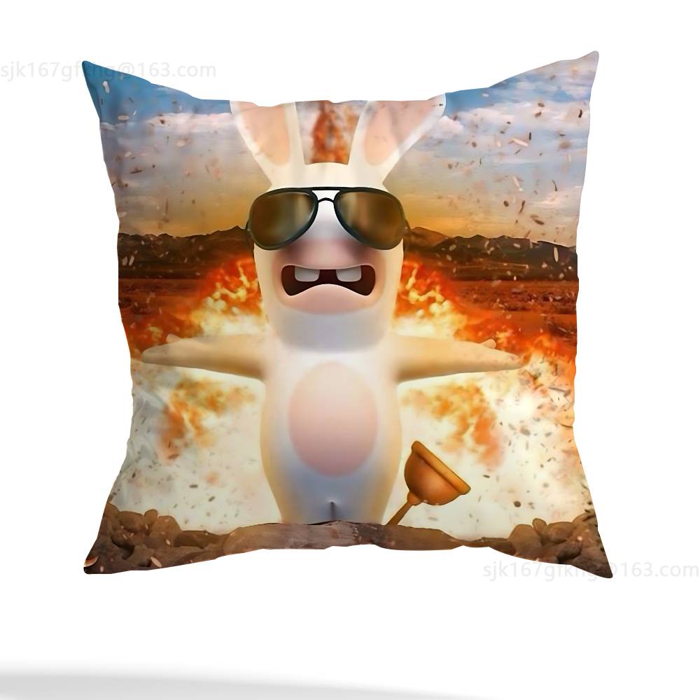 Anime R-Rabbids Invasion Pillowcase Casual Style Decoration, Suitable for Home Decoration (excluding Pillow Core)
