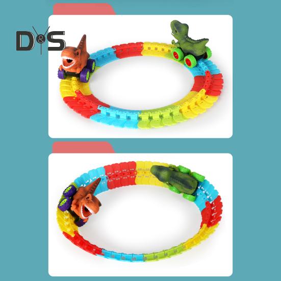 1 sada Dinosauří autodráha s lehkou hudbou Vzdělávací DIY stavění dráhy Antigravitační hra na horské dráze Dino Truck Hračka šplhání závodní auto