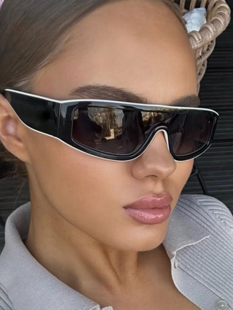 Trendy Punk Rectangle Sunglasses Women Designer Square Frame Vintage Retro Fashion Accessories New Edgy Brand Eyewear