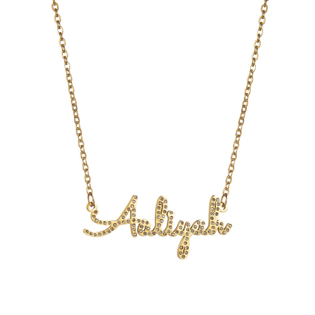 Atoztide Custom Zircon Name Necklace for Women Cuban NK Chain Stainless Steel Detachable Stone Letter Pendant Jewerly Gift