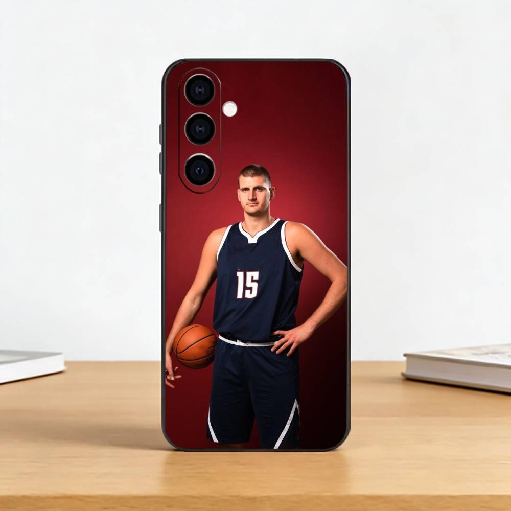 

Basketball Sport N-Nikola Jokic Phone Case Black Silicone Soft For Samsung Galaxy A73,A72,A71,A70,A53,A52,A51 Samsung a42 5g