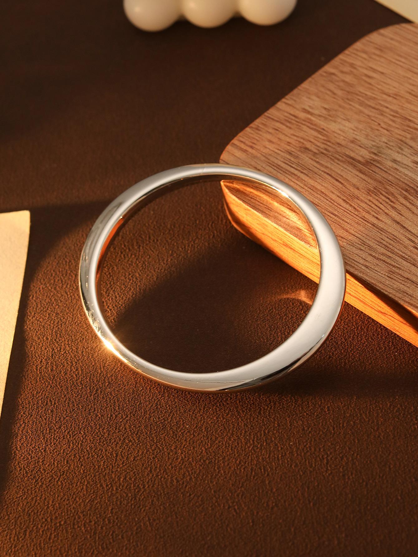 Ccb Металлическое Покрытие Плоский Овальный Открытый Браслет Модный Простой Браслет Атмосферный Преувеличенный Браслет