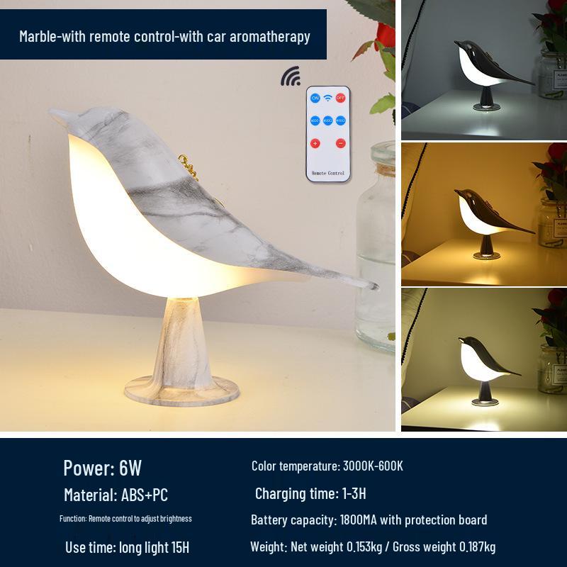 Creative Magpie Aroma LED Bird Night Light: Touch-Activated Bedside & Car Decor Lamp