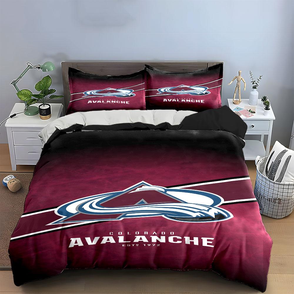 Colorado Avalanche Logo Bedding Design Print Bedding Set Duvet Cover Pillowcases (1* Duvet Cover 2* Pillowcases Do Not Include Comforter)