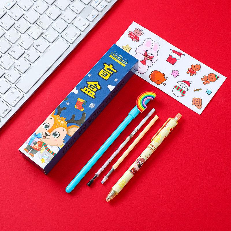 Creative Christmas Surprise Blind Box: 5-Piece Decompression Pen & Stationery Set - Perfect Gift for Kids