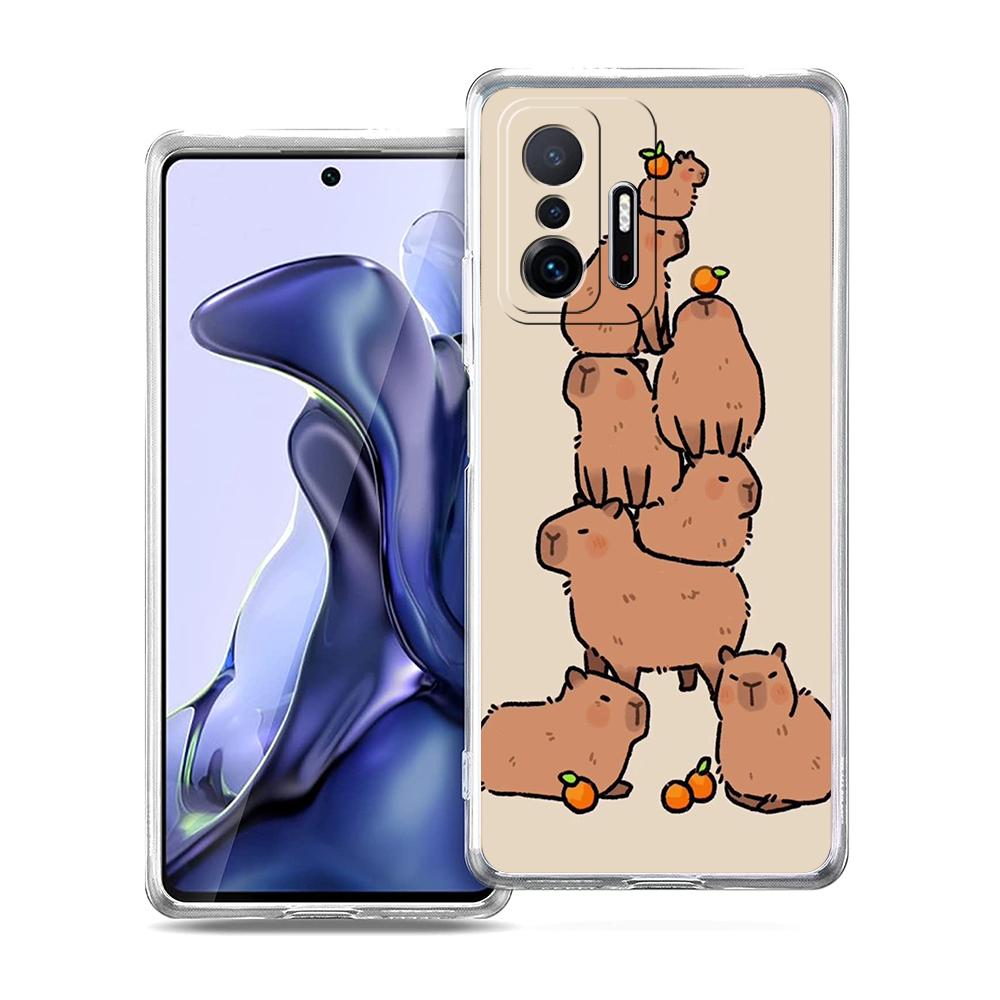 Cartoon Capybara Phone Case for Xiaomi Mi Poco F3 X3 X4 GT NFC M3 M4 11 Ultra 12 11X 11i Pro Lite 5G Soft Transparent Cover Bags