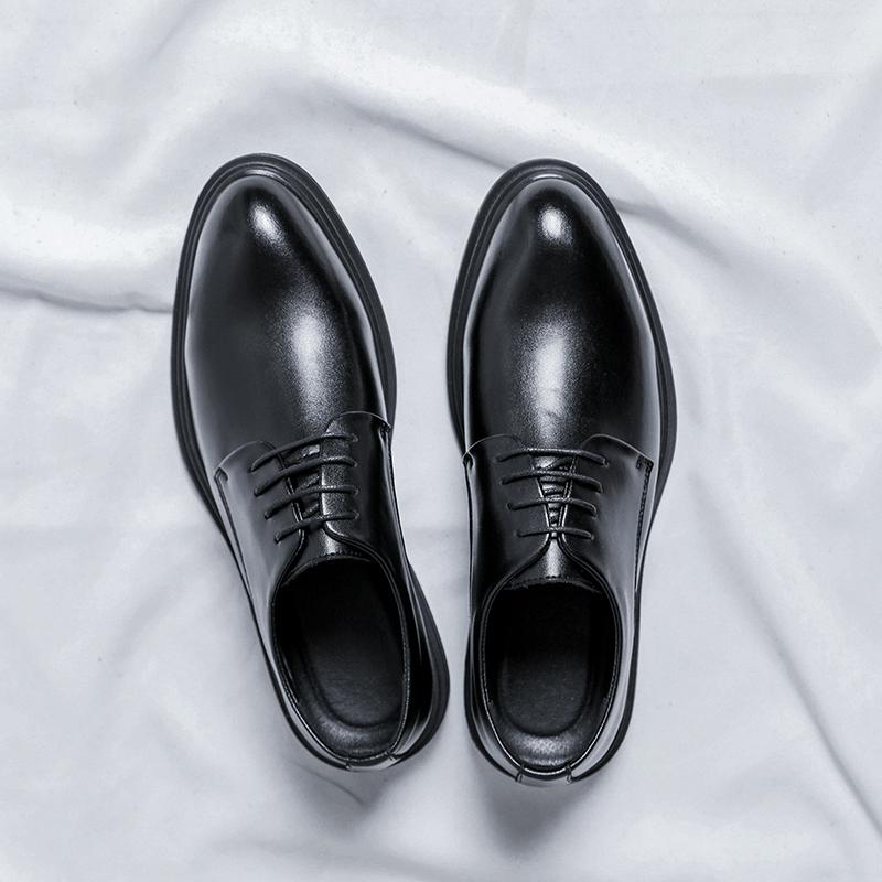 FashionMen Business Big Size 46 Casual Leather Shoes Office Wedding Small Shoes Ultra-thin Breathable Anti-slip Shock-resistant Low-cut