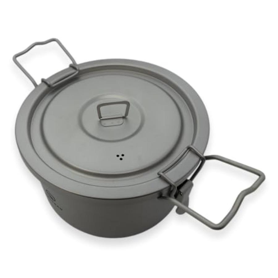2000ml Titanium Rice Cooker Pot with Locking Lid 67 fl oz Grade 1 No Coating PFAS-Free Inner Pot with Measurement Marks Ultrali
