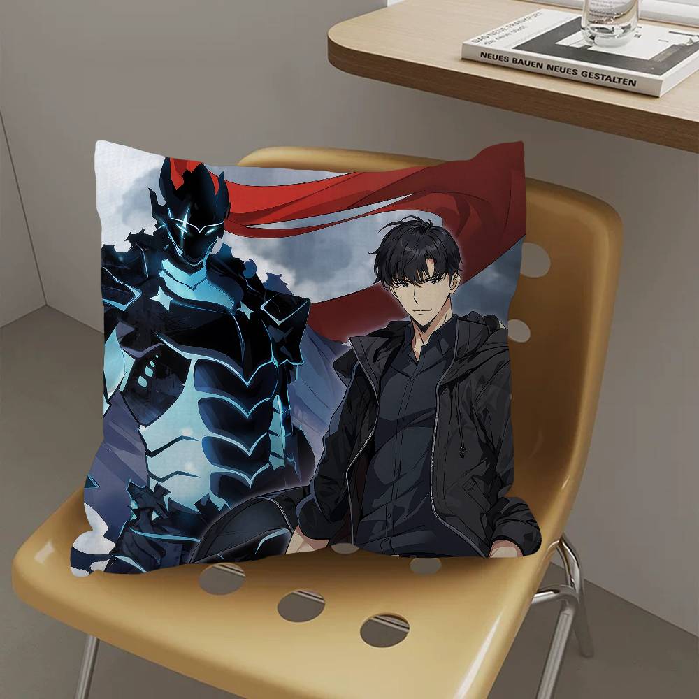 Oreiller Anime Solo Leveling Oreiller Anime Housse de Coussin de Tête de Canapé Lit Housse de Coussin 45x45 cm Mode