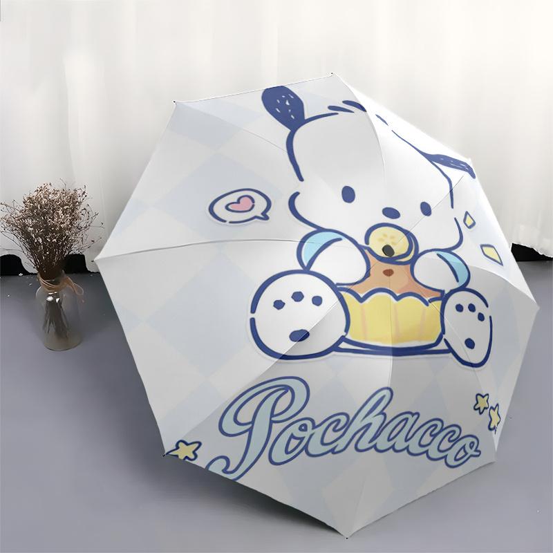 1pc Pochacco Fully Automatic Folding Portable Umbrella, 8 Iron Frames, Three-Fold Design, Suitable for All Seasons, Suitable for Outdoor Use.S058
