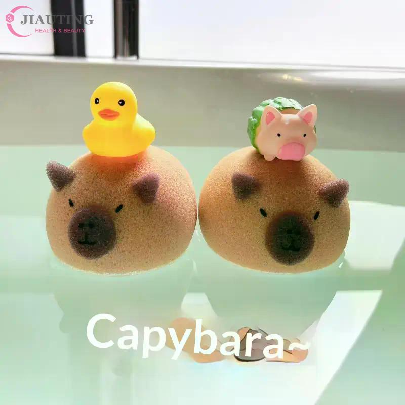 Bath PU Sponge Capybara Shaped Bath Sponge Ball Soft Foaming Back Scrubber For Kids Gentle Exfoliating And Massage Cleaning Tool