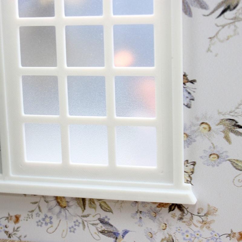 White Miniature Doll House Window Frame With Panels For Customizable Doll Accessories