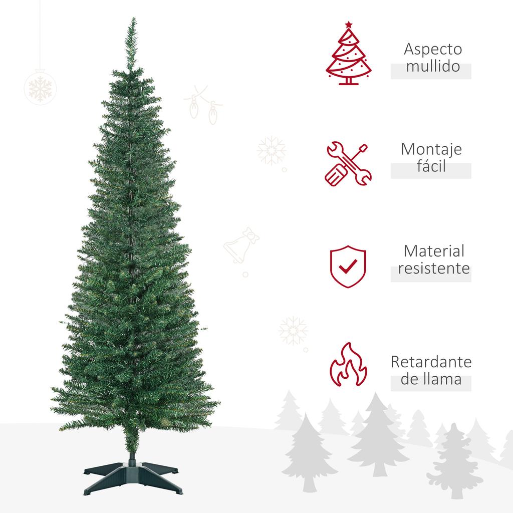 Artificial Christmas Tree Narrow 150cm with 294 Branches and Detachable Base Easy To Assemble Green