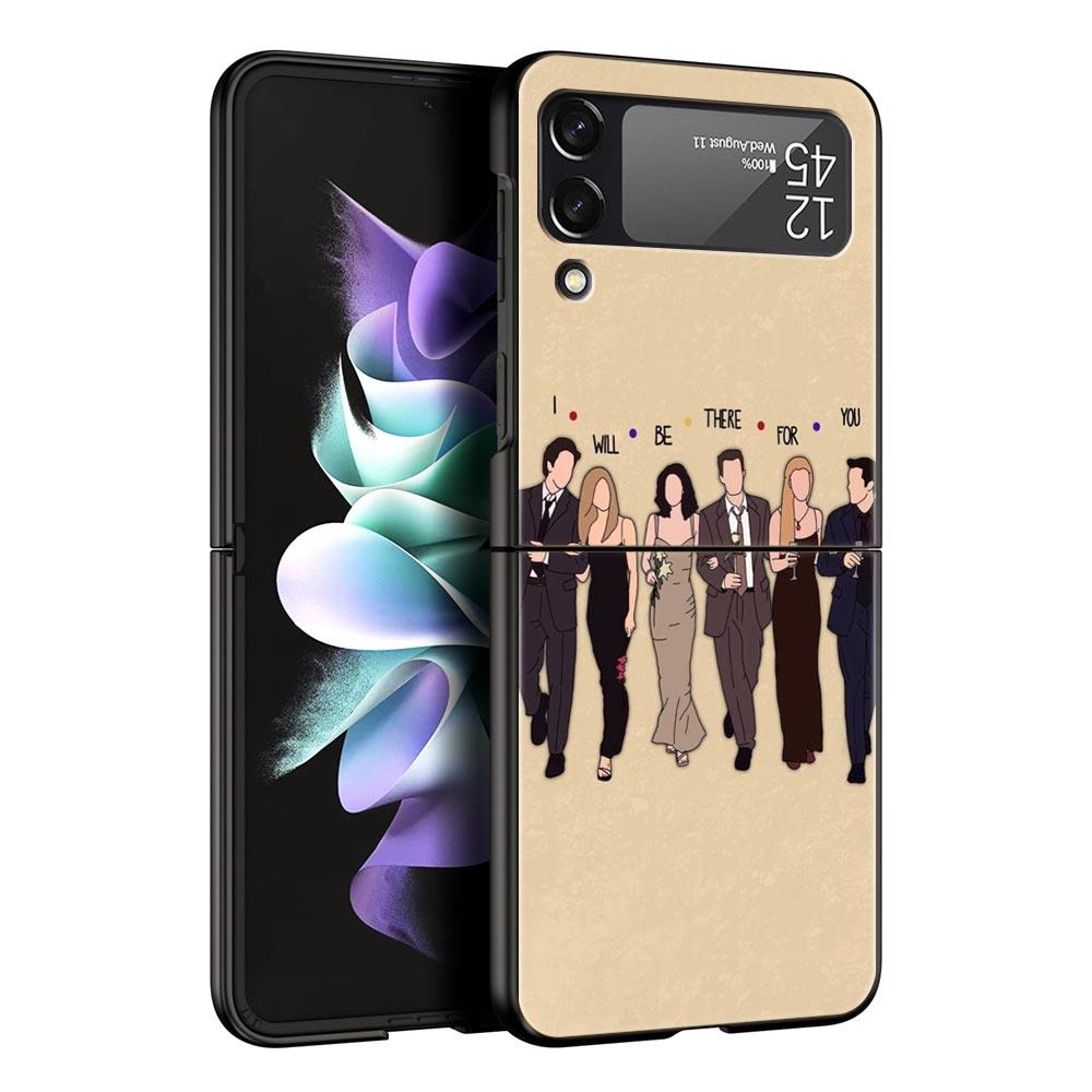 Hard PC Phone Case For Samsung Galaxy Z Flip 7 6 5 4 Black Cover For Galaxy Z Flip 3 Foldable Shockproof Friends TV Fundas Bags